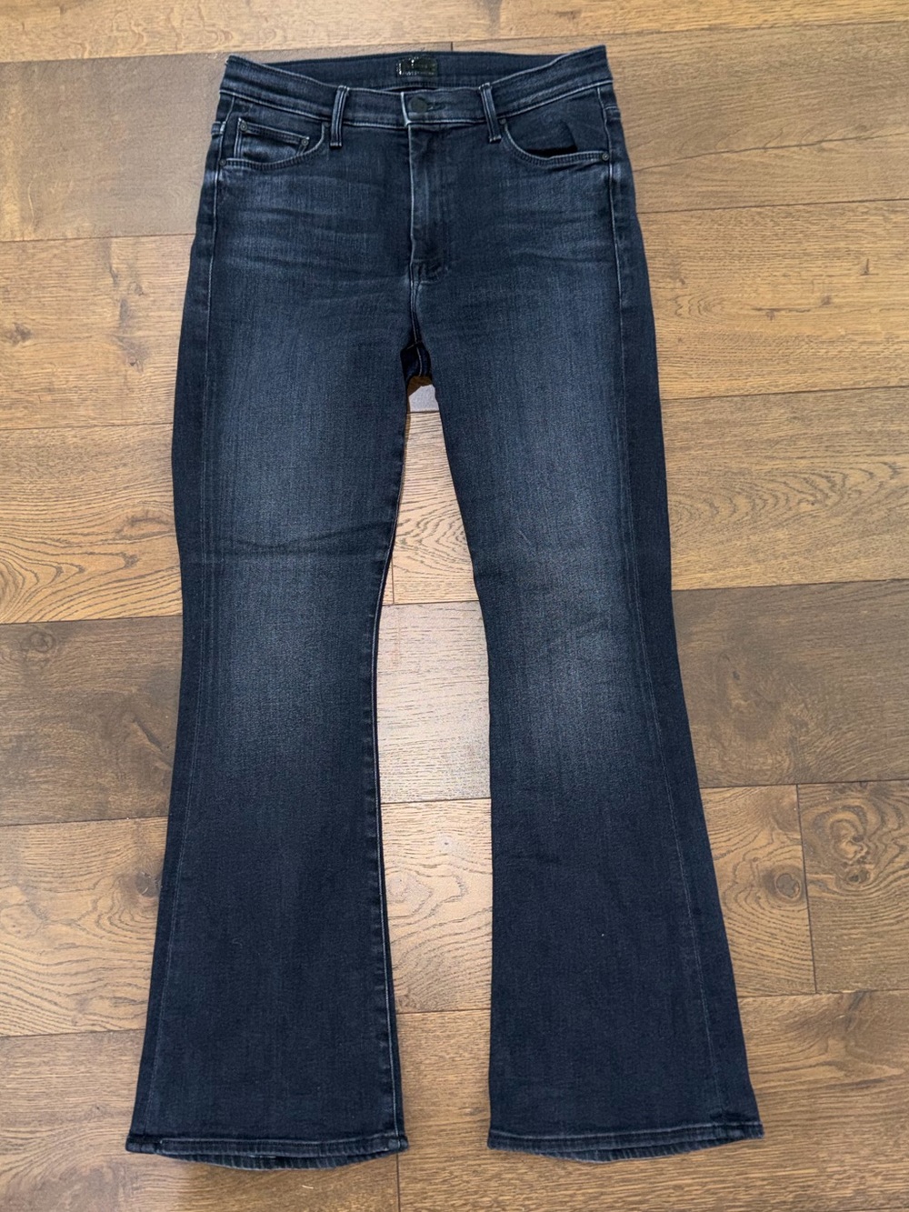 MOTHER Black Dark Wash Flare Jeans